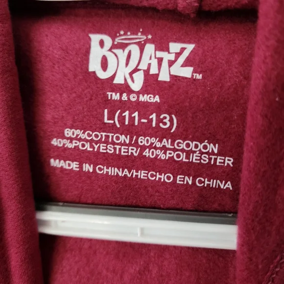Bratz Hoodie Juniors Express Yourself Maroon/red Size L 11/13 - Picture 3 of 7